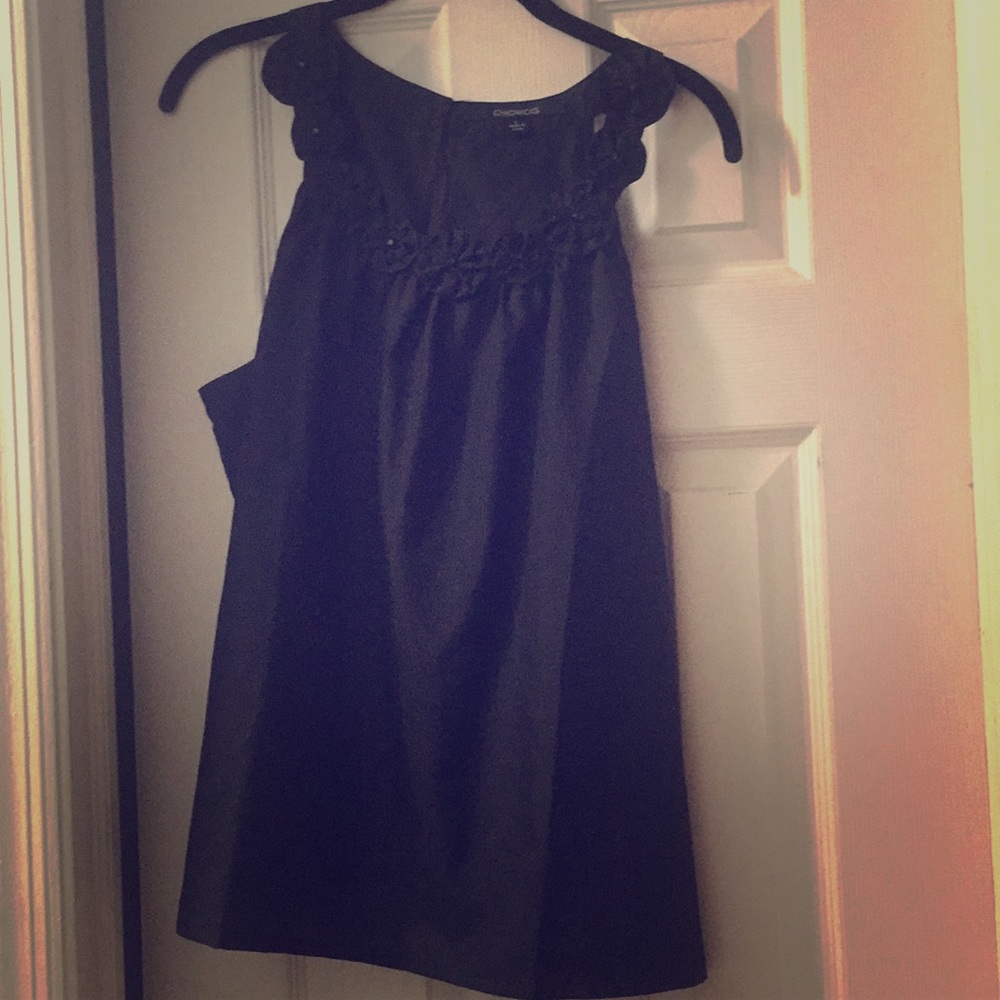 Chadwicks Black Floral Dressy Tank Top